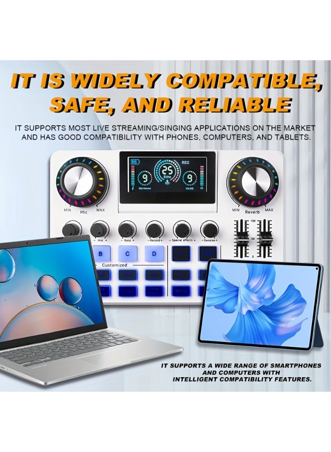 ميكسر صوت، كرت صوت للبث المباشر مع مؤثرات DJ، مغير صوت، تقليل الضوضاء، كتم بنقرة واحدة | لوحة صوت RGB، معدات تسجيل موسيقى، للبودكاست والألعاب – أبيض - Image 5